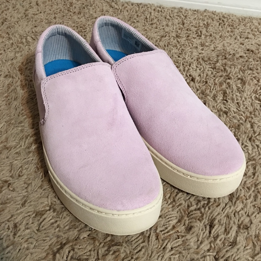 TOMS x Bonobos Lavender Suede Slip Ons